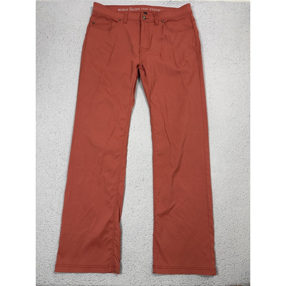 Prana Pants Mens 36x33 Orange Nylon Stretch Chino Slim Straight Outdoor Casual
